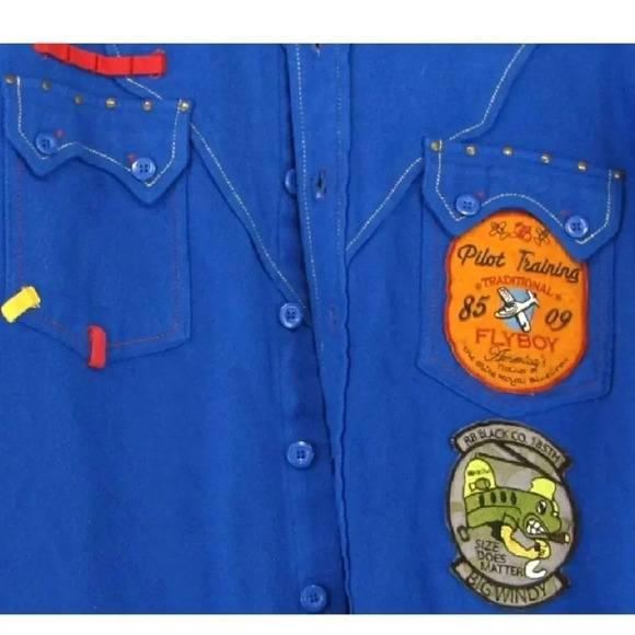 RB ROYAL BLUE Acrylic Fighter Pilot Training Flyboy Blue Long Sleeve Shirt Sz XL - Picture 6 of 11